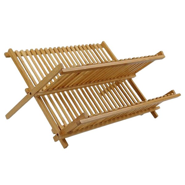 Escorredor de Louças Dobrável Bambu Capacidade para 18 pratos 48x37x22cm