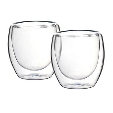 Jogo de Copos com Parede Dupla em Vidro Borossilicato 90ml
