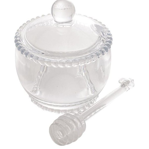 Meleira Cristal Pearl Com Tampa e Pegador Bolinhas Transparente