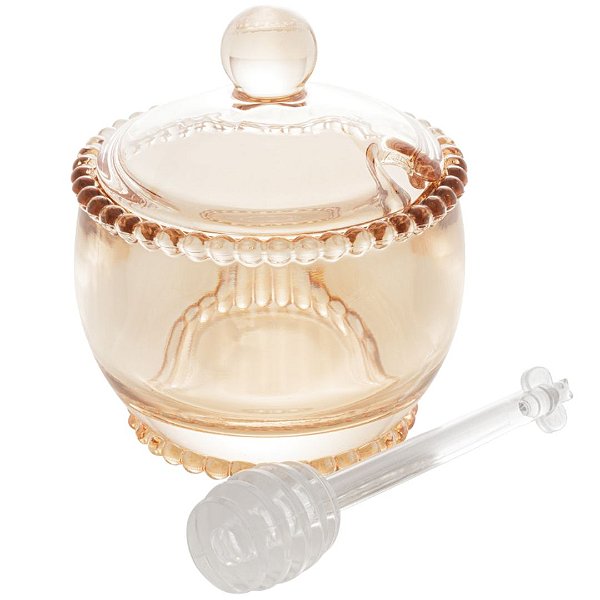 Meleira Cristal Com Colher Pearl Âmbar Wollf