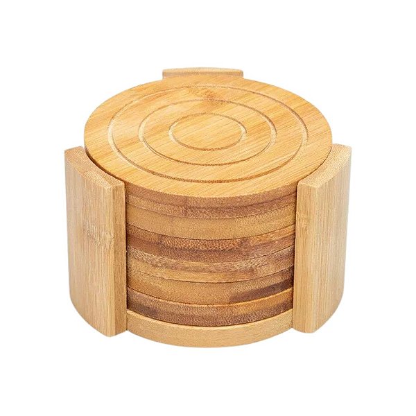 Porta Copos Com Suporte Bambu