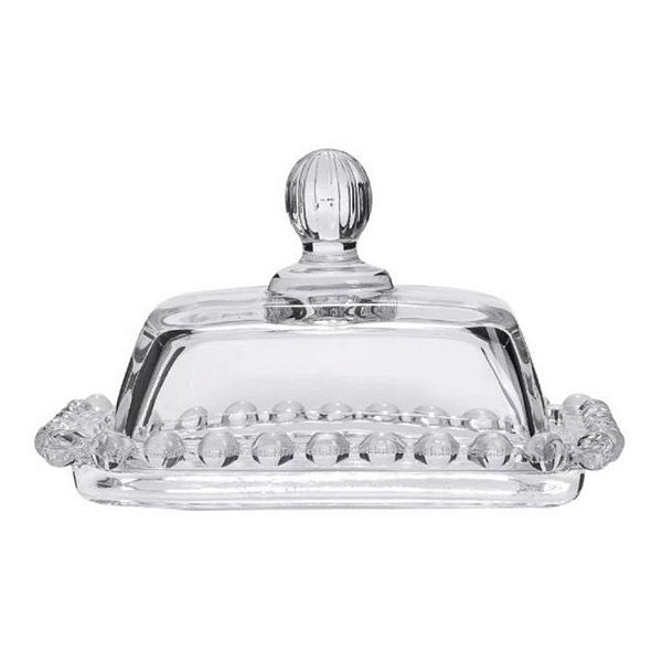 Manteigueira Cristal Transparente Pearl Bolinha Wolff 14cm
