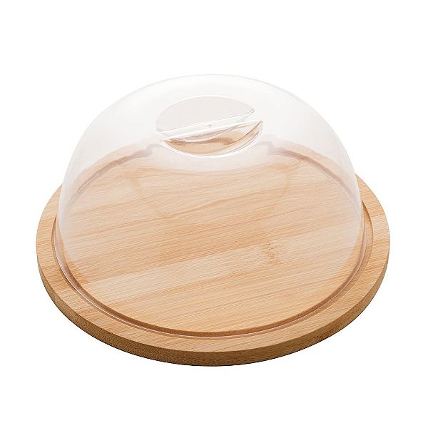 Queijeira Porta Queijo de Bambu com Tampa Acrílica 18,5x8cm Mimo Style