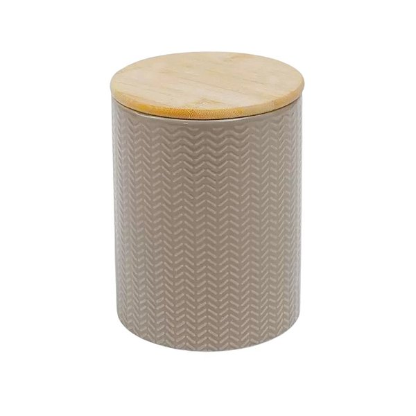 Pote Multiuso Pedra Dolomita Com Tampa de Bambu Zig Zag 1,2 Litros Fendi Oikos