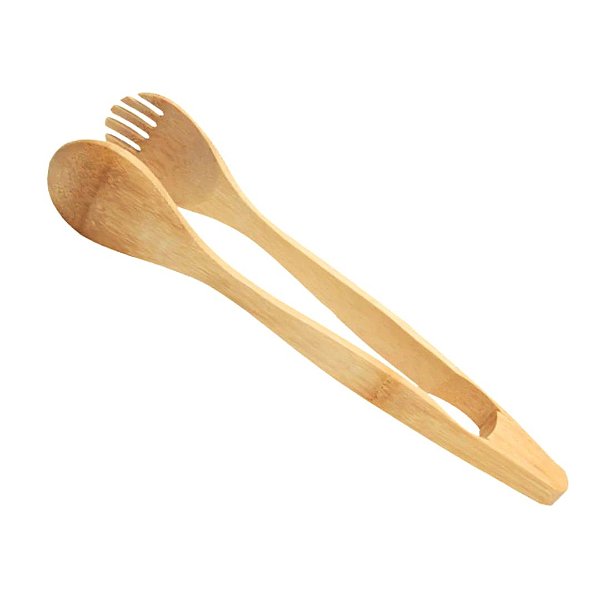 Pinça Pegador Multiuso de Bambu Ecokitchen para Saladas Pães 22cm Mimo Style