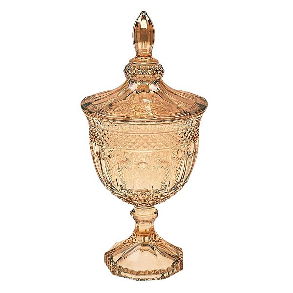 Potiche de Cristal com Pé Âmbar Bomboniere Lyor