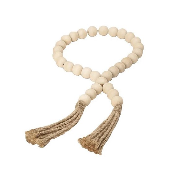 Colar de Mesa em Madeira e Sisal Cru 50cm Bege Mart