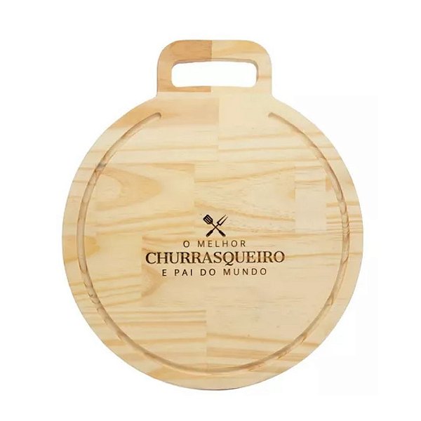 Tábua para Corte de Madeira Pinus Redonda Dia dos Pais da Woodart