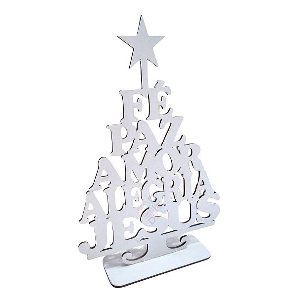 Enfeite Árvore de Natal com Palavras Afetivas em MDF Branco