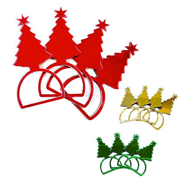 Kit 4 Porta Guardanapos de Árvore de Natal em Acrílico Espelhado