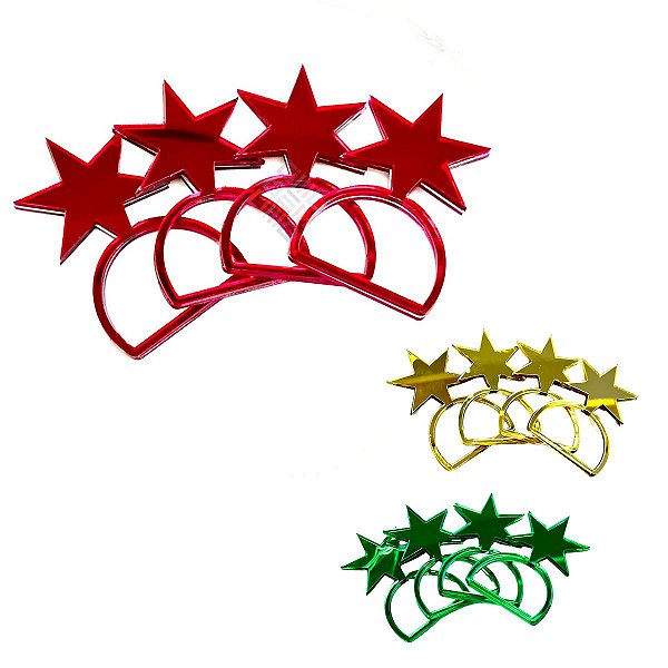 Kit 4 Porta Guardanapos de Estrela de Natal em Acrílico Espelhado