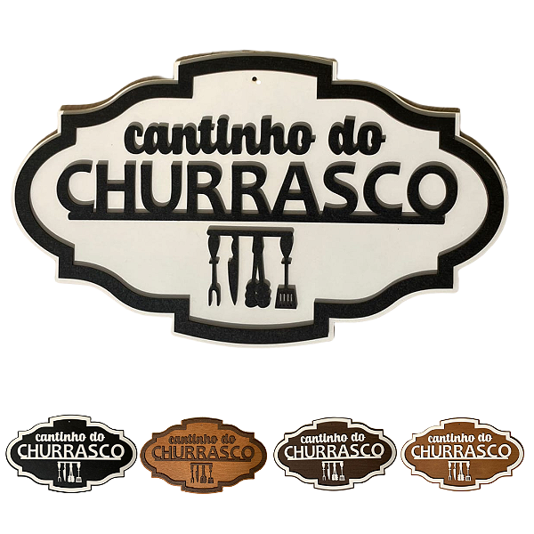 Placa Decorativa Branco com Preto Para Parede Cantinho Do Churrasco Placa Churrasco Em MDF (SELECIONE VARIAÇÃO)