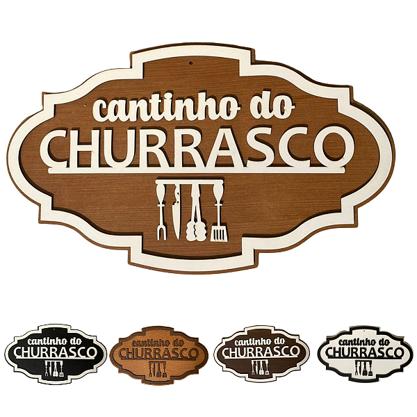 Placa Decorativa Caramelo com Branco Para Parede Cantinho Do Churrasco Placa Churrasco Em MDF (SELECIONE VARIAÇÃO)
