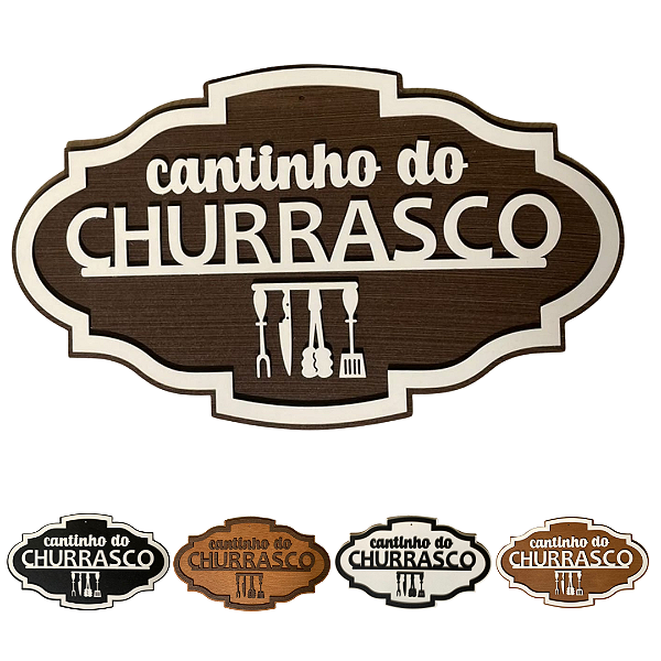 Placa Decorativa Marrom com Branco Para Parede Cantinho Do Churrasco Placa Churrasco Em MDF (SELECIONE VARIAÇÃO)