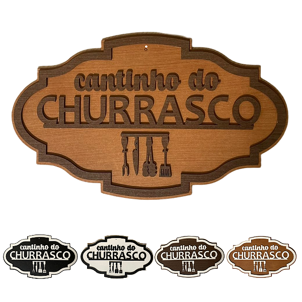 Placa Decorativa Caramelo com Marrom Para Parede Cantinho Do Churrasco Placa Churrasco Em MDF (SELECIONE VARIAÇÃO)