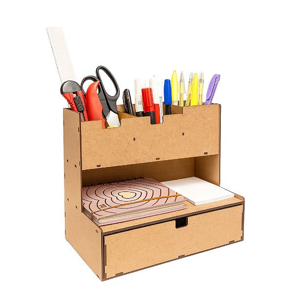 Porta Lápis, Caneta e Treco Organizador de Mesa para Escritório em MDF