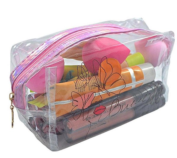 Necessaire Transparente com Fechamento em Ziper