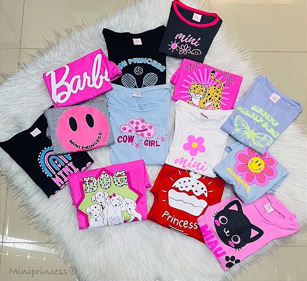 KIT 8 PEÇAS SORTIDAS DE TSHIRT MENINA