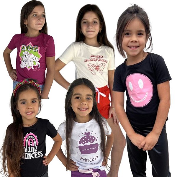KIT 5 PEÇAS SORTIDAS DE TSHIRT MENINA