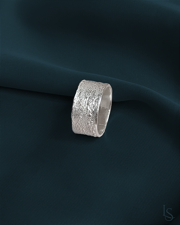 Anel de Prata 950 - Textura de Fogo M