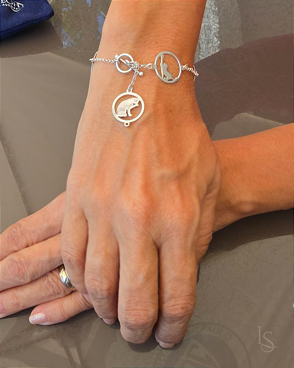 Pulseira de Prata 950 - Gatos