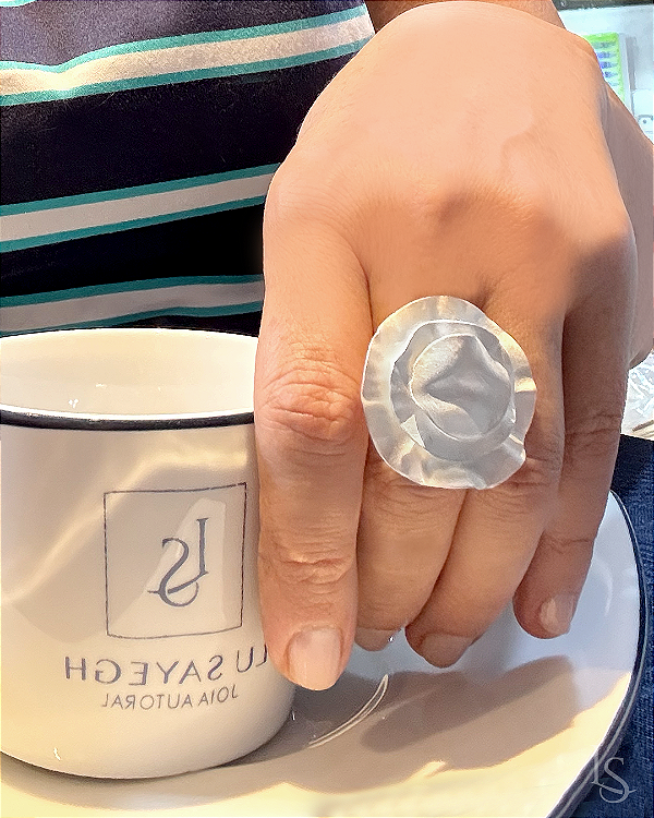 Anel Camadas Lunar Triplo em Prata Pura e Prata 950