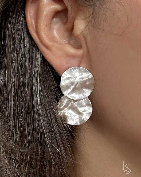 Brinco Lunar de Prata Pura - Duas Luas - M