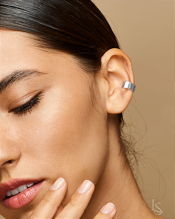 Ear Cuff - brinco de cartilagem de Prata Pura Liso G