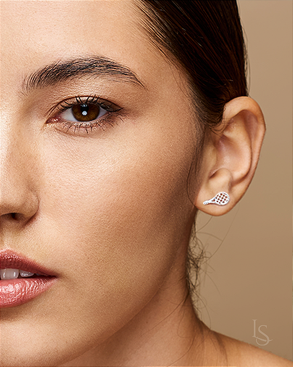 Brinco de Prata 950 - Raquete de Tênis (pino/tarraxa)