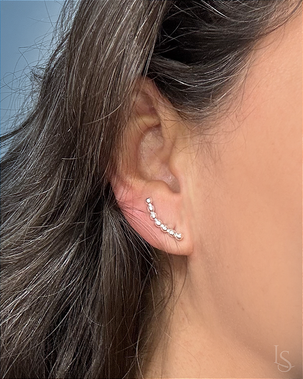 Brinco de Prata 950 - Órbita com 7 mini bolinhas