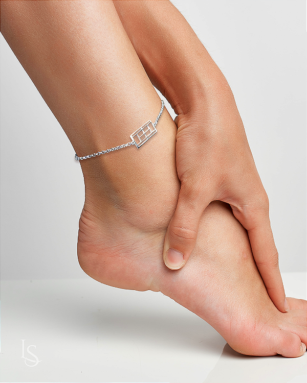 Tornozeleira de Prata 950 Quadra de tênis Ana Zannoni