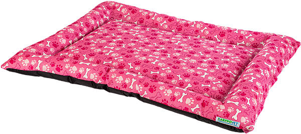 Cama colchonete conforto luxo com zipper, cor rosa com ossinho