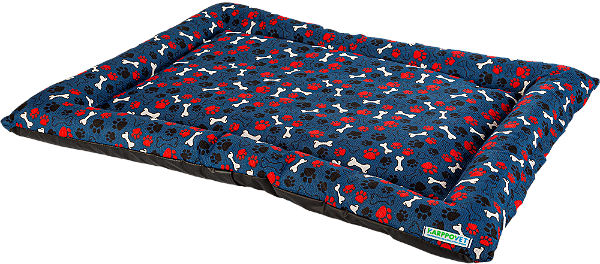 Cama colchonete conforto luxo com zipper, cor azul com ossinho