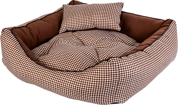 Caminha pet luxo com travesseiro e almofada dupla face, cor xadrez