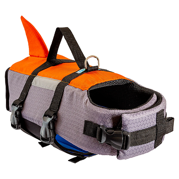 Colete Flutuador Salva-Vidas para Pets CINZA COM LARANJA