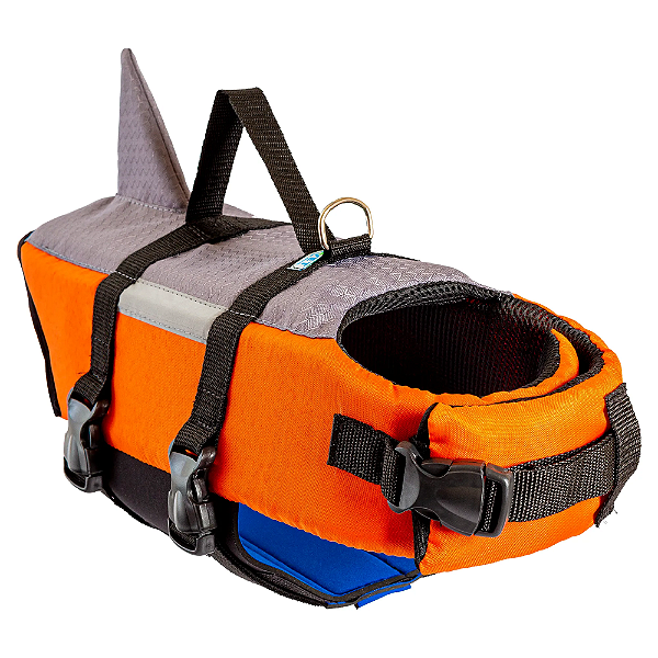 Colete Flutuador Salva-Vidas para Pets LARANJA COM CINZA