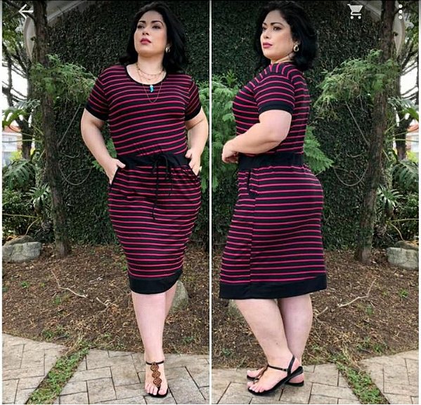 Vestido listrado com barra liso 125