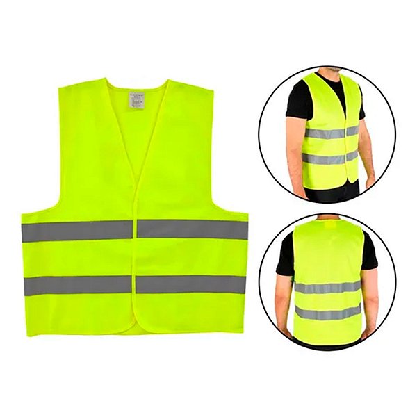Colete Refletivo Segurança Amarelo Florescente com Velcro G - MEU EPI