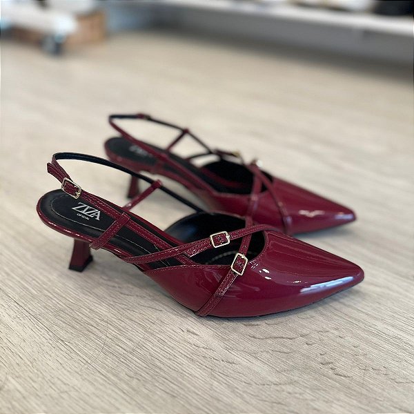 Scarpin Verniz Cereja Salto taça Ariel