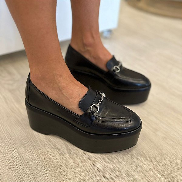 MOCASSIM PLATAFORMA VERNIZ AMELIE BLACK