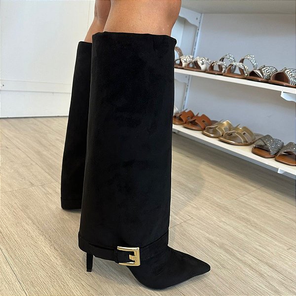 BOTA CANO LONGO CAPA REMOVIVEL SELENA CAMURÇA BLACK