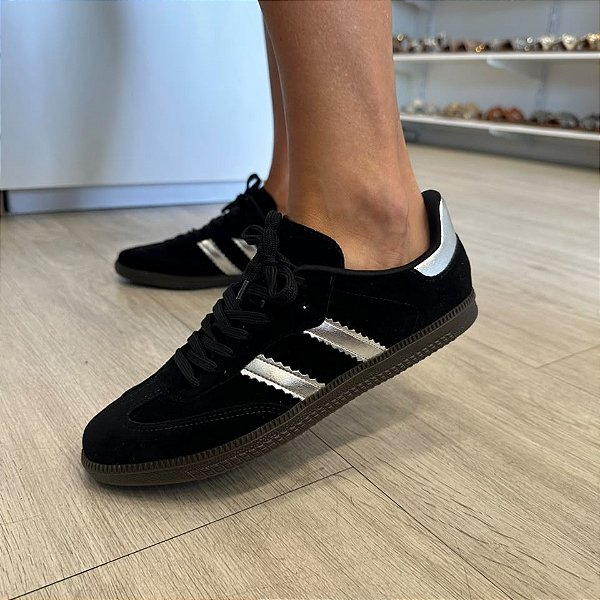 Tênis inspira Samba preto/prata