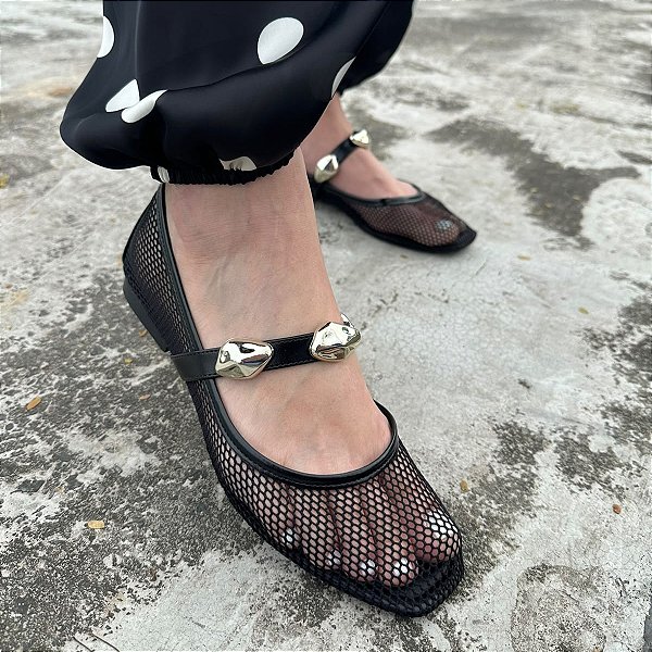 Sapatilha Nayara tela cápsula preto
