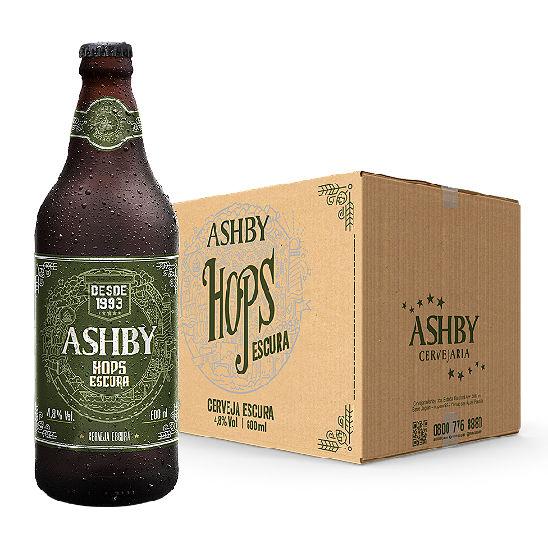 CERVEJA ASHBY HOPS ESCURA - CAIXA C/ 12