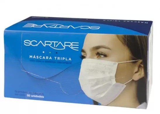 Máscara tripla descartavel c/50
