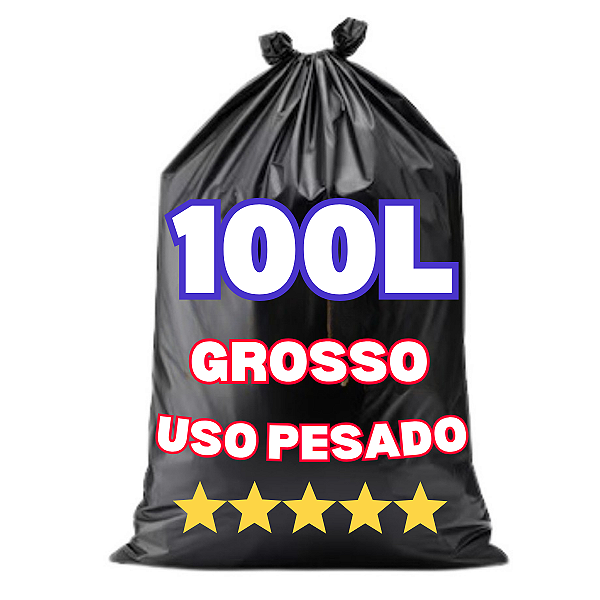 Saco De Lixo 100 Litros Reforçado Uso Pesado 20 Sacos