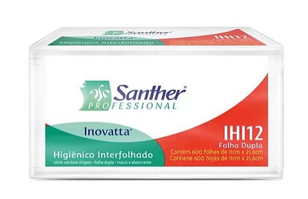 Papel higienico interfolhado c/600 10x21 folha dupla- Santher