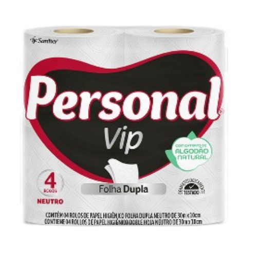 Papel Higienico folha dupla 4 rolos 30mx10cm - Vip personal