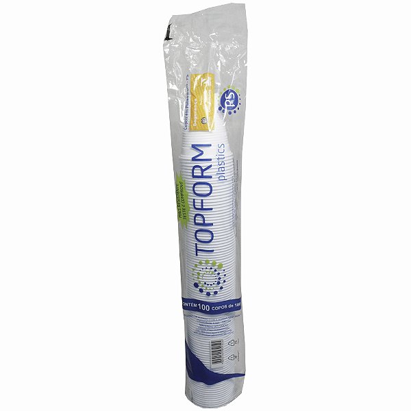 Copos descartáveis 180ml transparentes 100 Unidades PS - TOPFORM