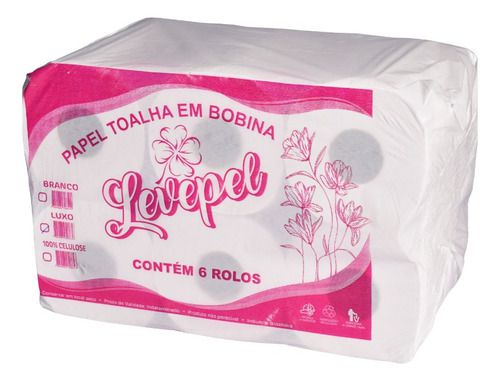 Papel Toalha Bobina Branco 20x170m Levepel